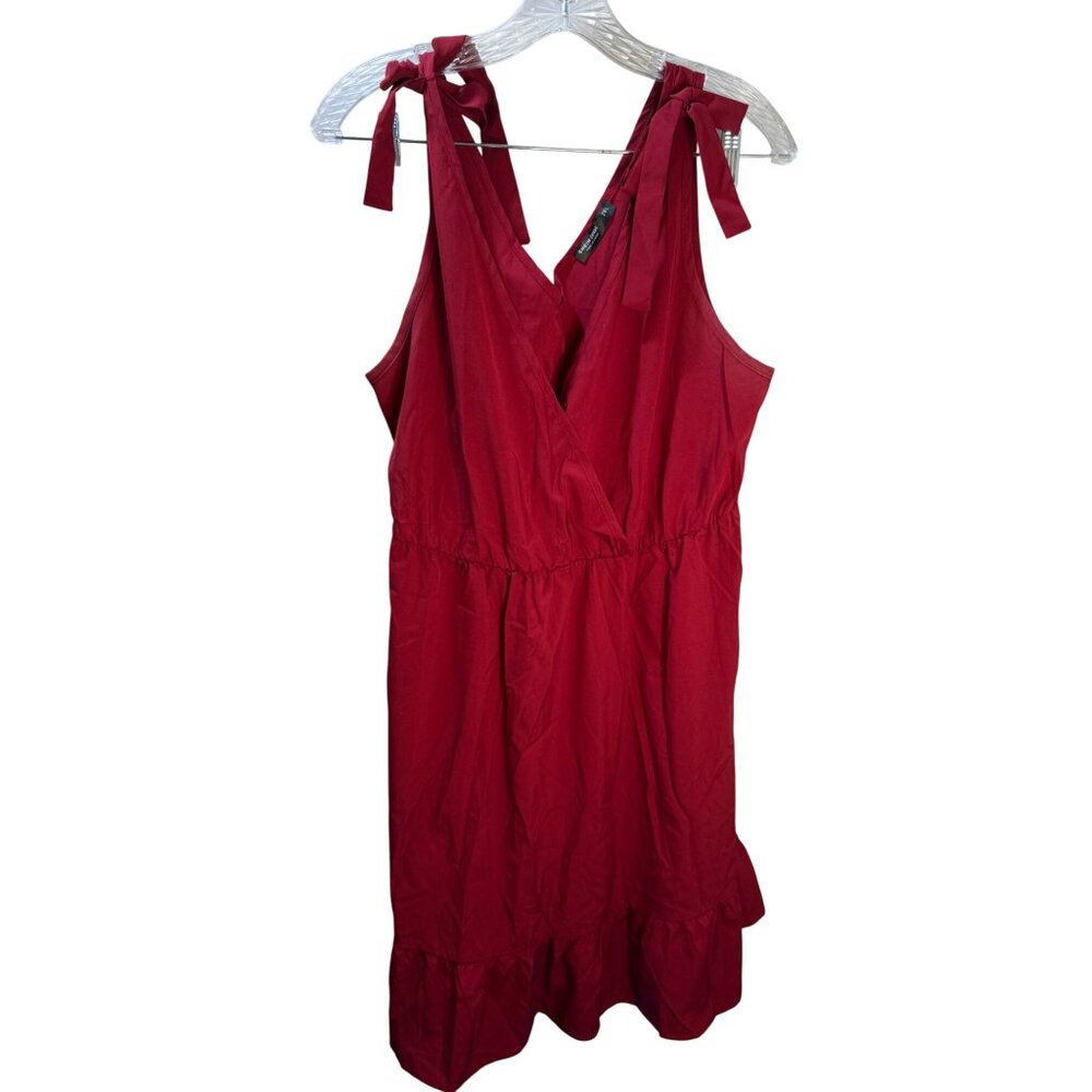 Shein Red‎ Ruffled Tie-Shoulder Dress 2XL